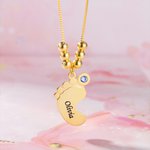Spersonalizowany naszyjnik 1-5 Baby Feet with Birthstone Sterling Silver Biżuteria na Dzień Matki, Święto Dziękczynienia, prezent dla mamy i babci