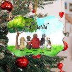 Spersonalizowana ozdoba akrylowa w nieregularnym kształcie z cytatem Fur Mama Papa na tle zielonego lasu - prezent dla miłośników zwierząt domowych
