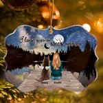 Ornamento acrílico personalizado I Love You To The Moon And Back Enjoying Starry Night Irregular Shape Christmas Memorial Gift for Pet Lover Owner