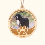 Ornement en Bois Personnalisé avec Photo de l'Animal et Nom Décoration Suspendue Cadeau Commémoratif de Noël pour Amoureux d'Animal de Compagnie