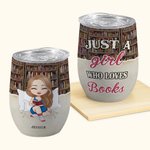 Henkilökohtainen Vain tyttö, joka rakastaa kirjoja 12oz Wine Tumbler lukeminen lahja joululahja syntymäpäivälahja lahja kirjan ystäville