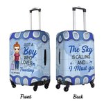 Spersonalizowany pokrowiec na walizkę Just A Person Who Loves Traveling z imieniem i nazwiskiem Pasuje do walizki 18-32 cali Prezent na wakacje dla miłośnika podróży