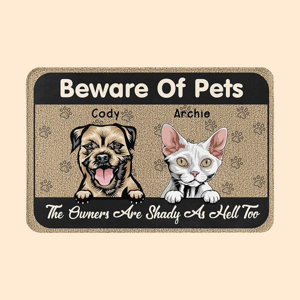 Tappetino di benvenuto personalizzato Beware of Pets Regalo di Natale Gatto Cane Amanti degli animali domestici
