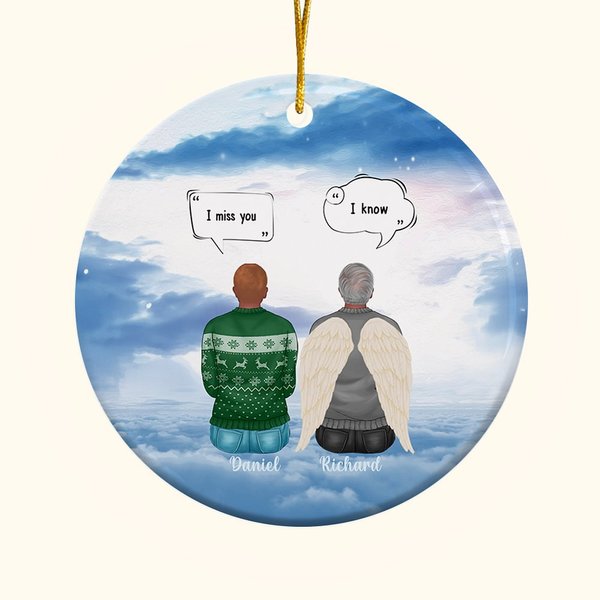 Personalized I Miss You I Know Round Ceramic Ornament Memorial Gift for Family Friends