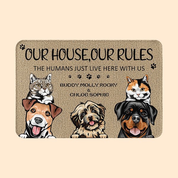 Personlig My House My Rules Pet Välkommen dörrmatta Rolig julklapp för hund katt husdjursälskare