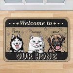 Tapis de Porte Personnalisé avec 1-6 Chiens ou Chats et Noms Welcome To My Home Cadeau Emménagement Fête pour Propriétaire d'Animal de Compagnie