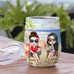 Personlig Best Besties Here's To Another Year Of Bonding Over Alcohol 12oz Wine Tumbler Födelsedag Julklapp för systrar Besties