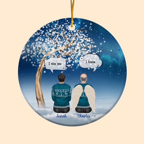 Personalized I Miss You I Know Round Ceramic Ornament Christmas Tree Decor Memorial Gift for Family Friends