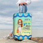 Spersonalizowany pokrowiec na walizkę Just A Person Who Loves Traveling z imieniem i nazwiskiem Pasuje do walizki 18-32 cali Prezent na wakacje dla miłośnika podróży