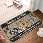 Personalized Beware of Pet Funny Door Mat with Non-Slip Backing Cat Dog Pet Lovers Gift for Home Office Decor