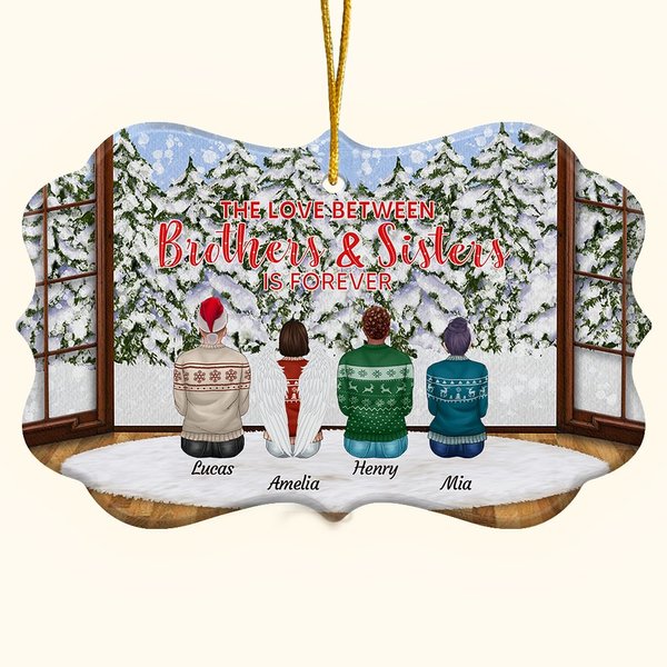 Personalizowana ceramiczna ozdoba z imionami Miłość między braćmi i siostrami jest na zawsze Prezent świąteczny dla rodziny Bracia Siostry