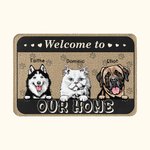 Tapis de Porte Personnalisé avec 1-6 Chiens ou Chats et Noms Welcome To My Home Cadeau Emménagement Fête pour Propriétaire d'Animal de Compagnie