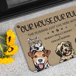 Personlig My House My Rules Pet Välkommen dörrmatta Rolig julklapp för hund katt husdjursälskare
