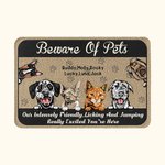 Personalized Beware of Pet Funny Door Mat with Non-Slip Backing Cat Dog Pet Lovers Gift for Home Office Decor