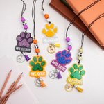 Cordino per badge identificativo personalizzato con stampa a zampa e perline con nappe Regalo di apprezzamento per l'insegnante amante degli animali domestici