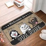 Tapis de Porte Personnalisé avec 1-6 Chiens ou Chats et Noms Welcome To My Home Cadeau Emménagement Fête pour Propriétaire d'Animal de Compagnie