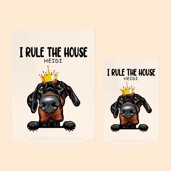 Personalised I Rule The House Transparent Acrylic Plaque House Decoration Christmas Gift Birthday Gift for Dog Cat Lovers