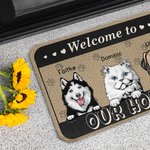 Tapis de Porte Personnalisé avec 1-6 Chiens ou Chats et Noms Welcome To My Home Cadeau Emménagement Fête pour Propriétaire d'Animal de Compagnie