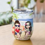 Personlig Best Besties Here's To Another Year Of Bonding Over Alcohol 12oz Wine Tumbler Födelsedag Julklapp för systrar Besties