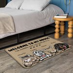 Tapis de Porte Personnalisé avec Dessin de 1-6 Chiens ou Chats Welcome To Our House Cadeau Noël Emménagement pour Propriétaire d'Animal de Compagnie