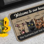 Personalised Welcome To My House The Humans Just Live Here With Me Door Mat Christmas Gift for Cat Dog Lovers