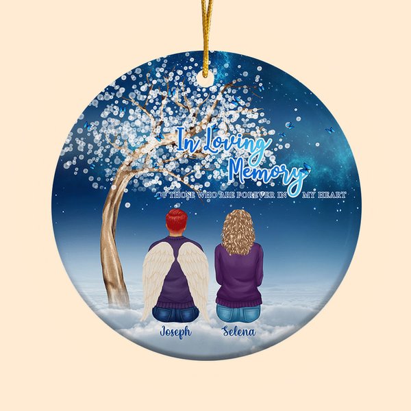 Personlig I kjærlig minne om de som for alltid er i våre hjerter Rundt keramisk ornament Minnegave til familievenn