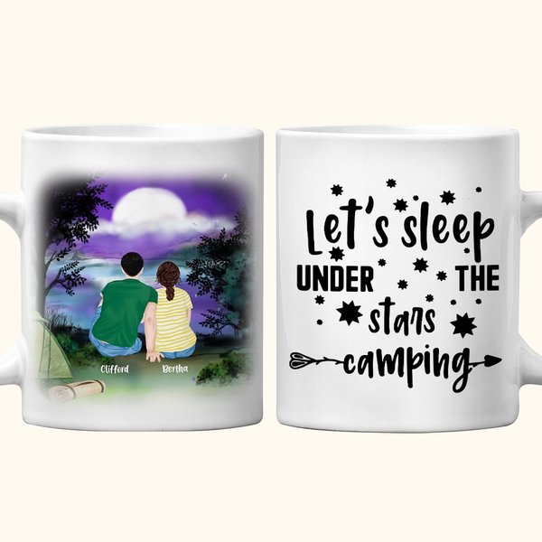 Personalized Let's Sleep Under The Stars White Night Sky Ceramic Mug 11/15oz Camping Mug Gift for Family Friend