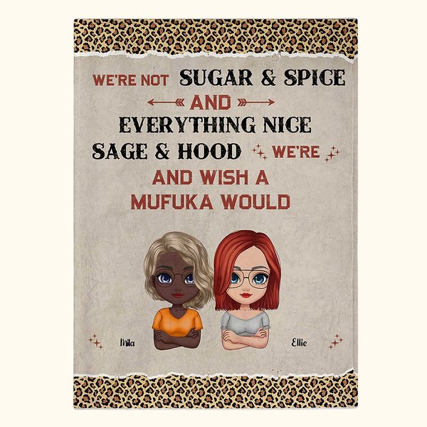 Personalized Leopard Style We're Not Sugar & Spice Blanket Christmas Gift Birthday Gift for Bestie