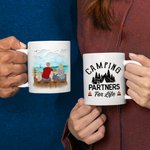 Personalized Camping Partners for Life Beach Vacation White Ceramic Mug Family Camping Trip Mug Gift for Family Friend 11oz 15oz