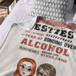 Personalised Besties Here's To Another Year Of Bonding Over Alcohol Blanket Birthday Graduation Gift for Friends