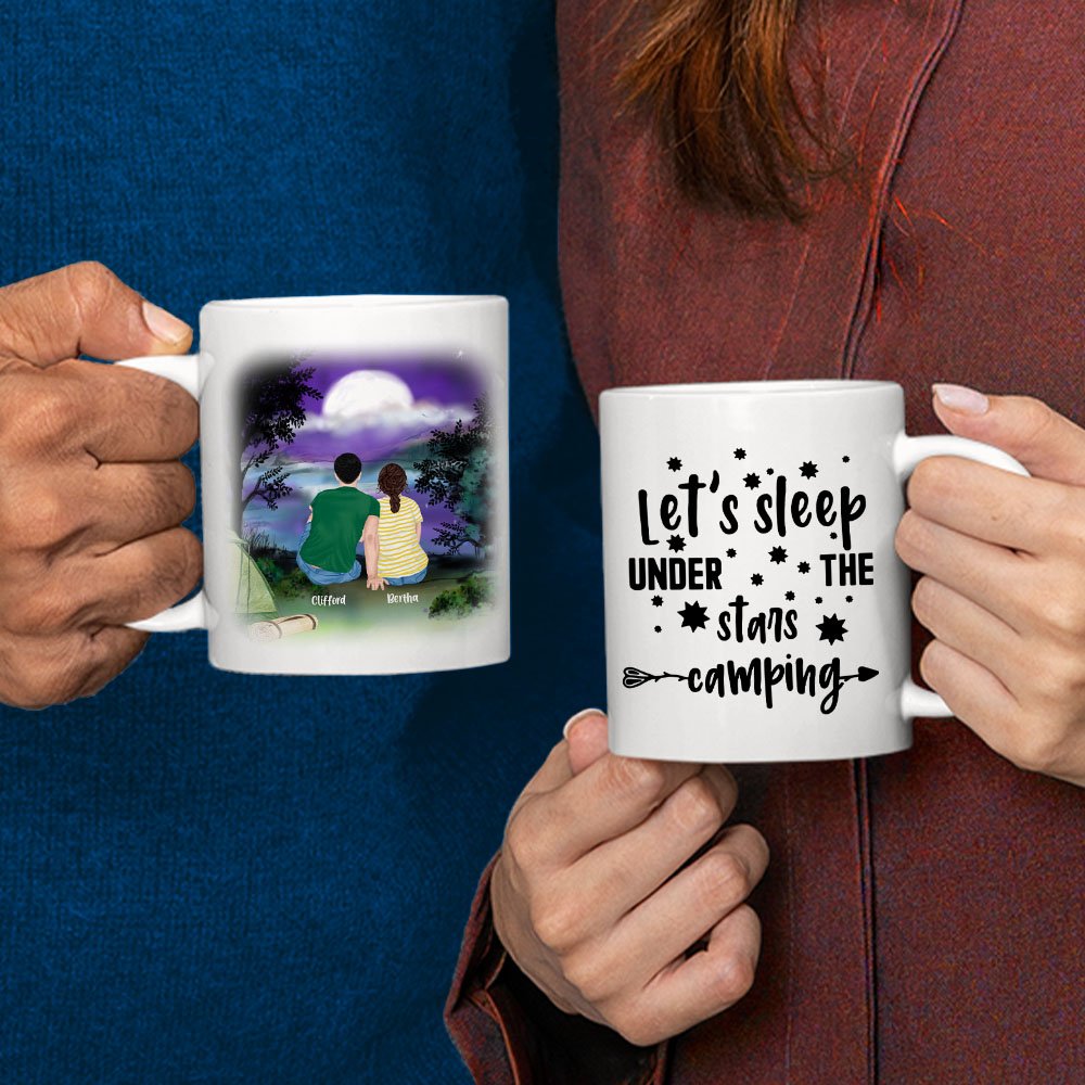 Personalized Let's Sleep Under The Stars White Night Sky Ceramic Mug 11/15oz Camping Mug Gift for Family Friend 2