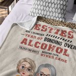 Personalized Leopard Style Here's To Another Year Of Bonding Over Alcohol Blanket Christmas Gift Friendship Gift for Besties