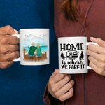 Personalized Home Is Where We Park It Beach Vacation White Ceramic Mug Family Camping Trip Mug Gift for Family Friend 11oz 15oz