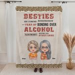 Personalized Leopard Style Here's To Another Year Of Bonding Over Alcohol Blanket Christmas Gift Friendship Gift for Besties