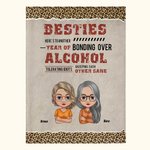 Personalized Leopard Style Here's To Another Year Of Bonding Over Alcohol Blanket Christmas Gift Friendship Gift for Besties