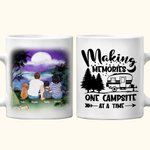 Personalized Making Memories One Campsite at a Time White Ceramic Mug Family Camping Trip Mug with Names Gift for Family Friend 11oz 15oz