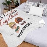 Personalized We're Trouble When We Are Together Blanket Brick Style Blanket Funny Gifts for Best Friend Women