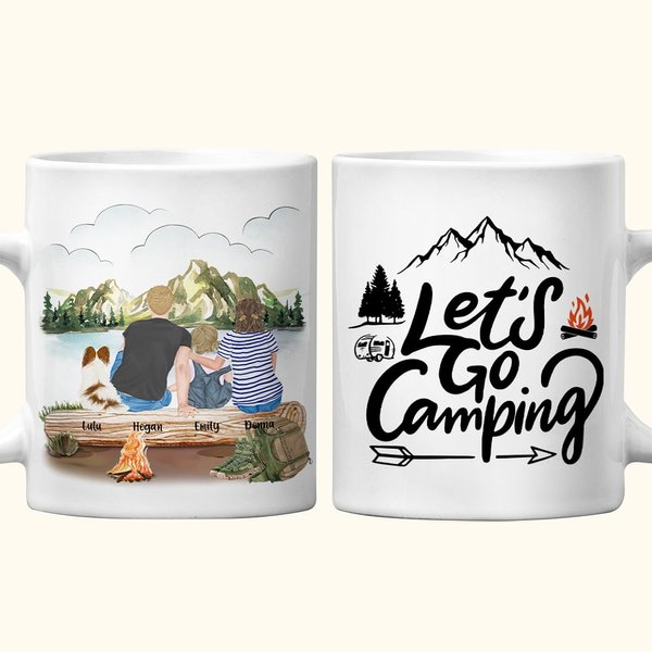 Personalized Let's Go Camping Mountain View White Ceramic Mug Family Camping Trip Mug Gift for Family Friend 11oz 15oz