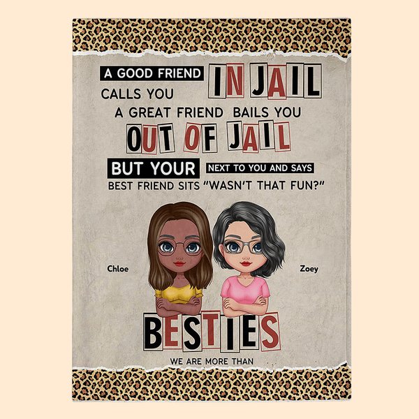 Personalized Leopard Style We Are More Than Besties Blanket Christmas Gift Bestie Gift for Besties