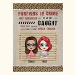 Personalised Leopard Style Partners in Crime Blanket Christmas Gift Birthday Gift for Best Friend