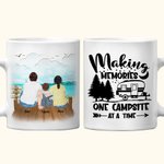 Personalized Making Memories One Campsite at a Time Beach Vacation White Ceramic Mug Family Camping Trip Mug Gift for Family Friend 11oz 15oz