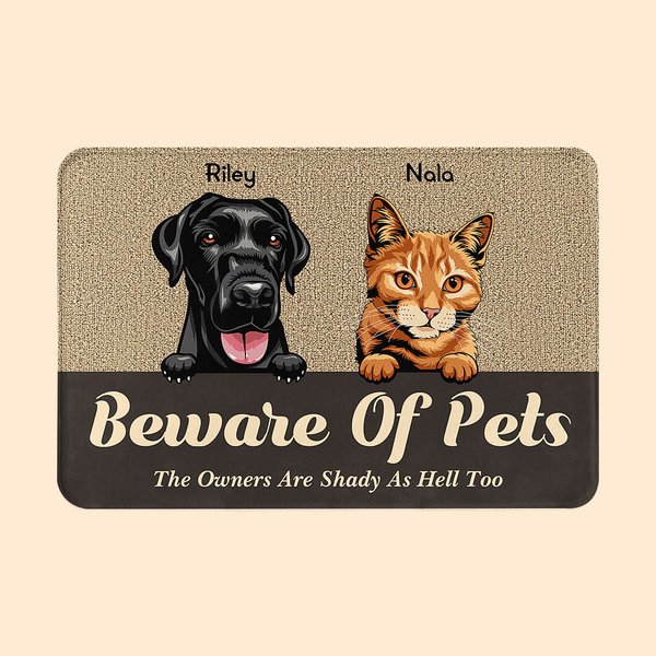 Personlig Beware Of Pet Really Excited You're Here Dørmatte Hjem Dekorasjon Gave til kjæledyrelsker Eier