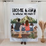 Coperta da campeggio personalizzata Home Is Where We Park It Accessorio da campeggio Regalo di compleanno per gli amanti del campeggio in famiglia