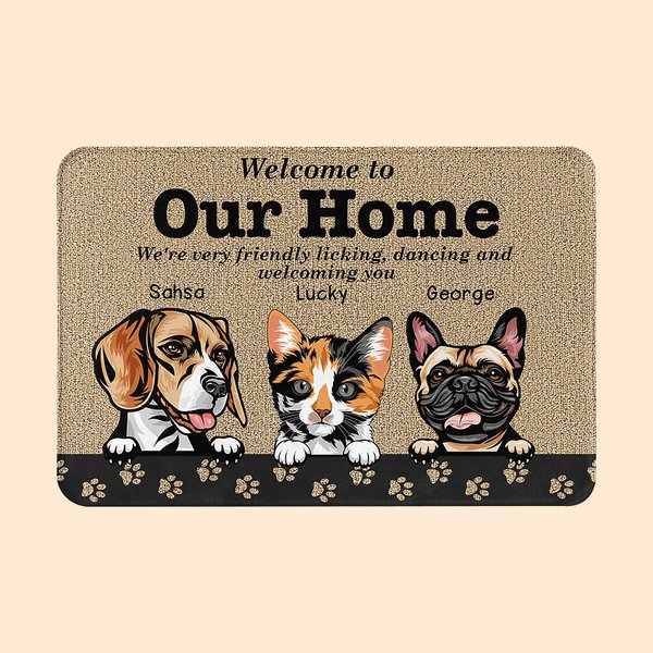 Personalizzato Welcome To Our Home Furry Babies' Party Door Mat Birthday Gift for Pet Owner Home Decoration (Benvenuto nella nostra casa, bambini pelosi)