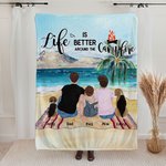 Personalized Life Is Better Around The Campfire Blanket Skin Friendly Birthday Christmas Gift for Couple Family Camping Lovers Camp Accessory