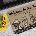 Personalised Welcome To My House Paw Print Background Door Mat  Home Decoration Gift for Dog Cat Lover
