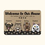 Personalised Welcome To My House Paw Print Background Door Mat  Home Decoration Gift for Dog Cat Lover