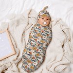 Set di fasce vintage floreali personalizzate Sacco nanna e cappello Regalo per neonato Regalo per la festa del bebè 2