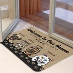 Personalised Welcome To My House Paw Print Background Door Mat  Home Decoration Gift for Dog Cat Lover