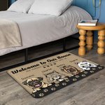 Personalised Welcome To My House Paw Print Background Door Mat  Home Decoration Gift for Dog Cat Lover